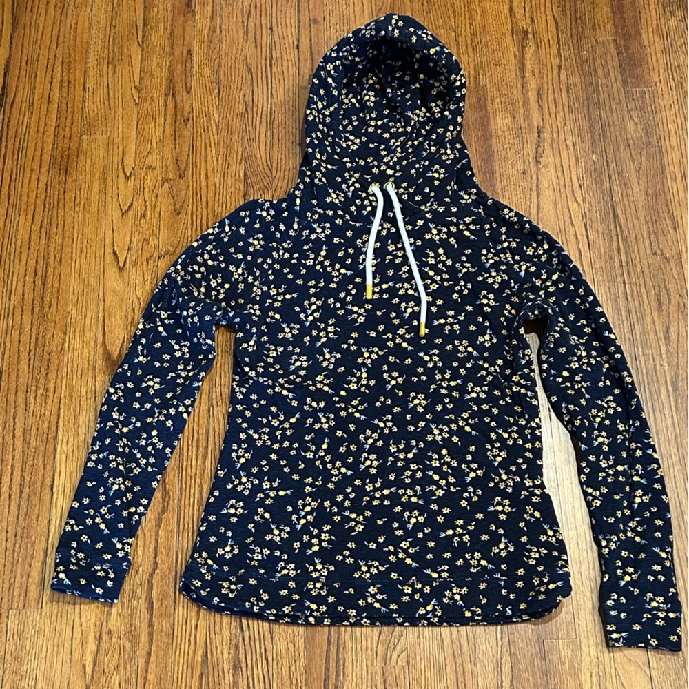 Joules Navy and Yellow Floral Hoodie